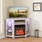 45" Corner Media LED Lights Entertainment Center with Electric Fireplace and Glass Shelves